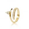 18ct gold White Diamond twist ring with central Pear Shaped Diamond.