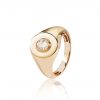 18ct gold White Diamond pinky ring with Oval diamond center.