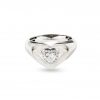 18ct gold White Diamond pinky ring with Heart Shaped Diamond center and paved halo.