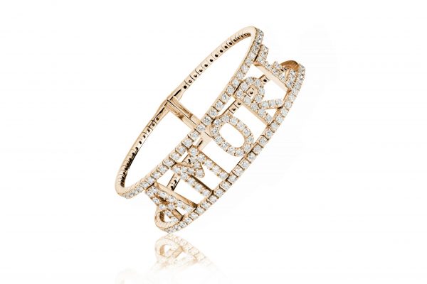 18ct gold “Amore” diamond flexible core bangle with Approximately 6 carats of White Diamonds