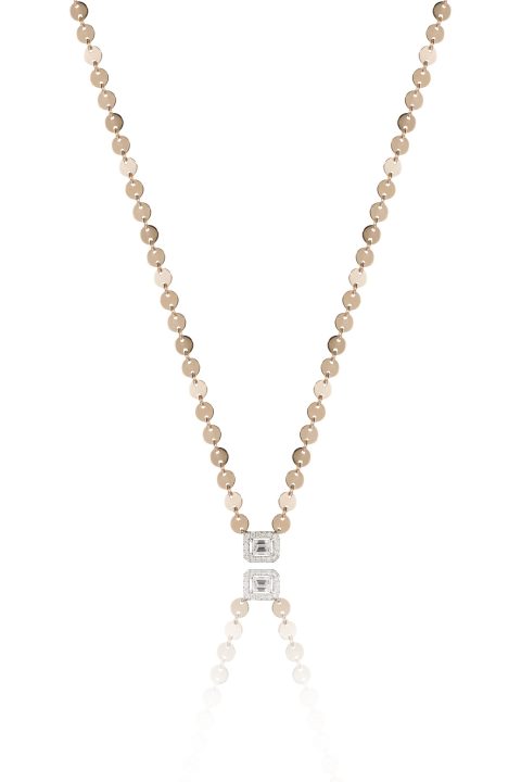 18ct gold White Diamond necklace with a central Emerald Cut Diamond