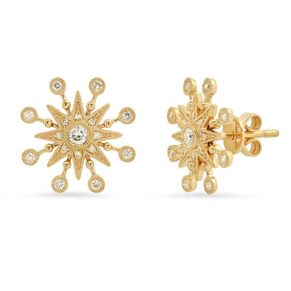 A pair of 18ct gold star stud earrings, set with 0.28ct of white diamonds