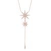 An 18ct gold necklace, set with 0.80ct white diamonds. Big Star 12mm diameter Small Star 7mm diameter Total Drop length 19 inches in rose gold.