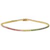 Multicoloured sapphire rainbow bracelet set with approximately 5.50ct of natural sapphires, set in 18ct gold.