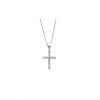 A classic motif, small cross pendant in 18ct gold, set with 11 round brilliant cut diamonds with total weight of 0.25ct, suspended from an 18ct gold chain, each diamond is embraced by a minimal metal setting, optimising their brilliance and presence.