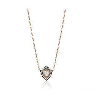 An 18ct rose gold Once Upon Time princess pendant on a 50cm chain set with 0.48ct of diamonds