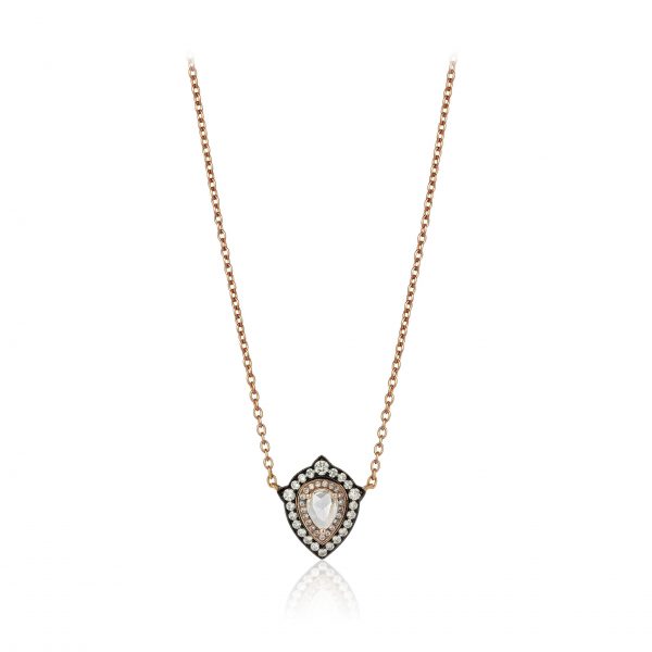 An 18ct rose gold Once Upon Time princess pendant on a 50cm chain set with 0.48ct of diamonds