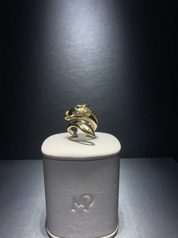An 18ct yellow gold Another World limited edition Horse ring created by Monan with 0.21 carats of white round brilliant cut diamonds