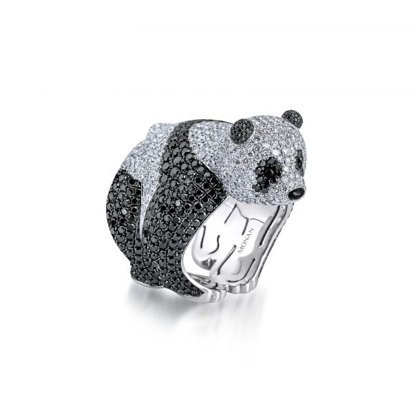 18ct white gold Another World limited edition Panda bear ring created by Monan
