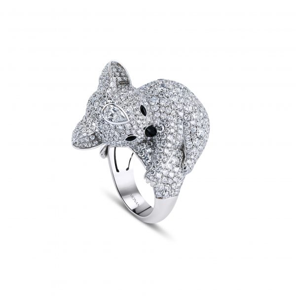 18ct white gold Another World limited edition Koala bear ring created by Monan