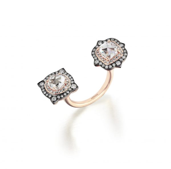 8ct rose gold Once Upon Time princess double ring set