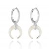18ct gold White Diamond Bone small hoop drop earrings set with approximately 0.15ct of Diamonds