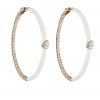 18ct gold White Diamond and enamel hoop earrings