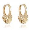 18ct gold White Diamond hoop earrings with with plain and diamond set suspended disks