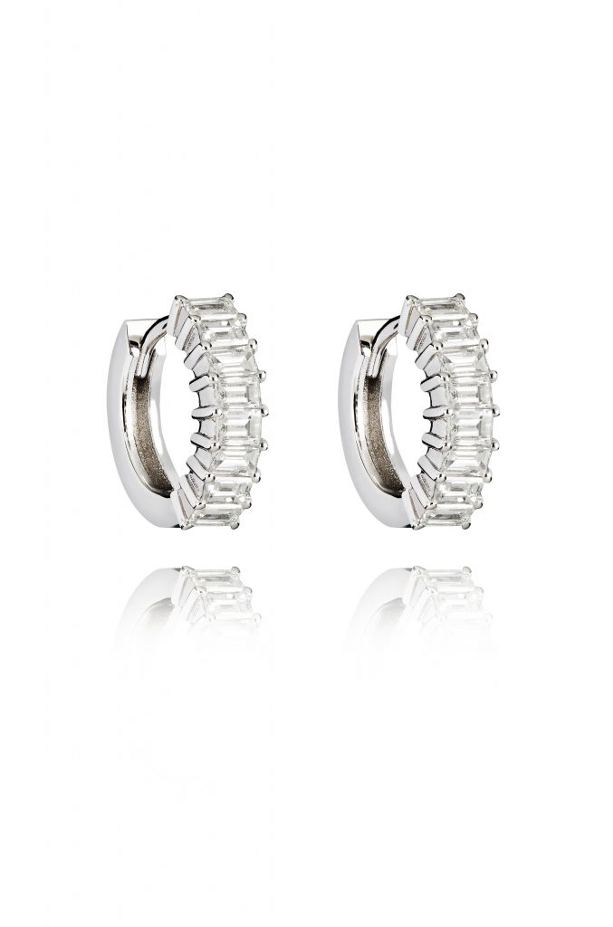 18ct gold WhiteBaguette Cut Diamond hoop earrings