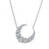 An 18Ct white gold Moon pendant set with 0.80ct of white diamonds Measurements 17mm diameter Chain length 16 inches