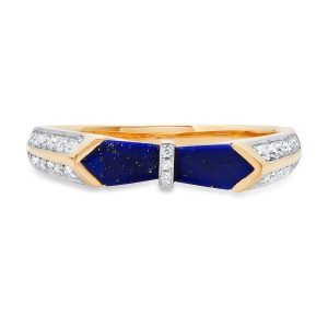 An 18Ct yellow gold ring set with 0.30ct of diamonds and 0.34ct of Lapis Lazuli