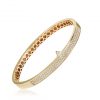 18ct gold White Diamond bangle with one central Pear Shaped Diamond Yellow Gold