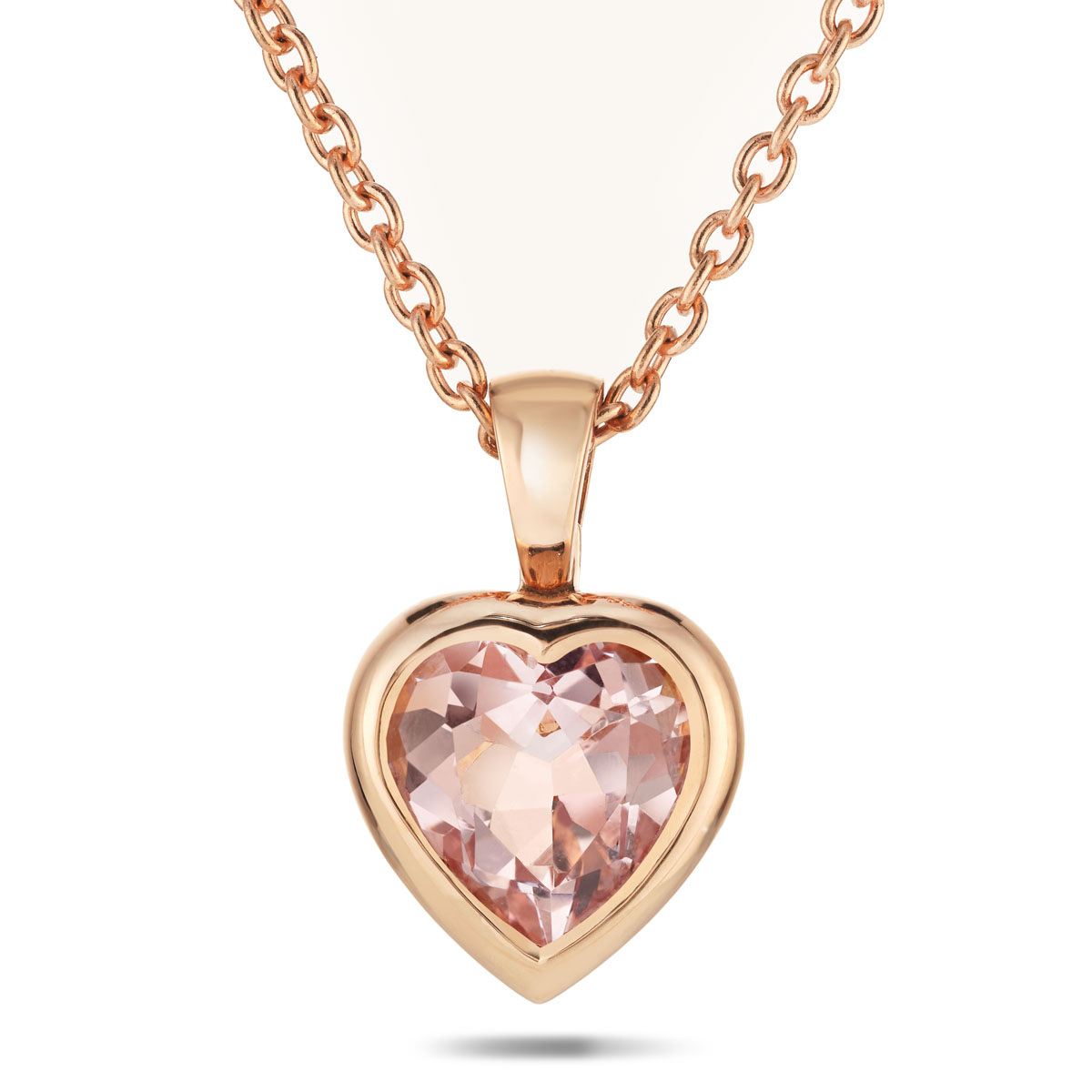 Morganite Love Heart Gold Necklace