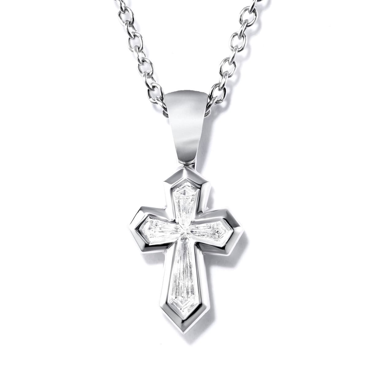 Mini Diamond Cross Pendant in 18k White Gold