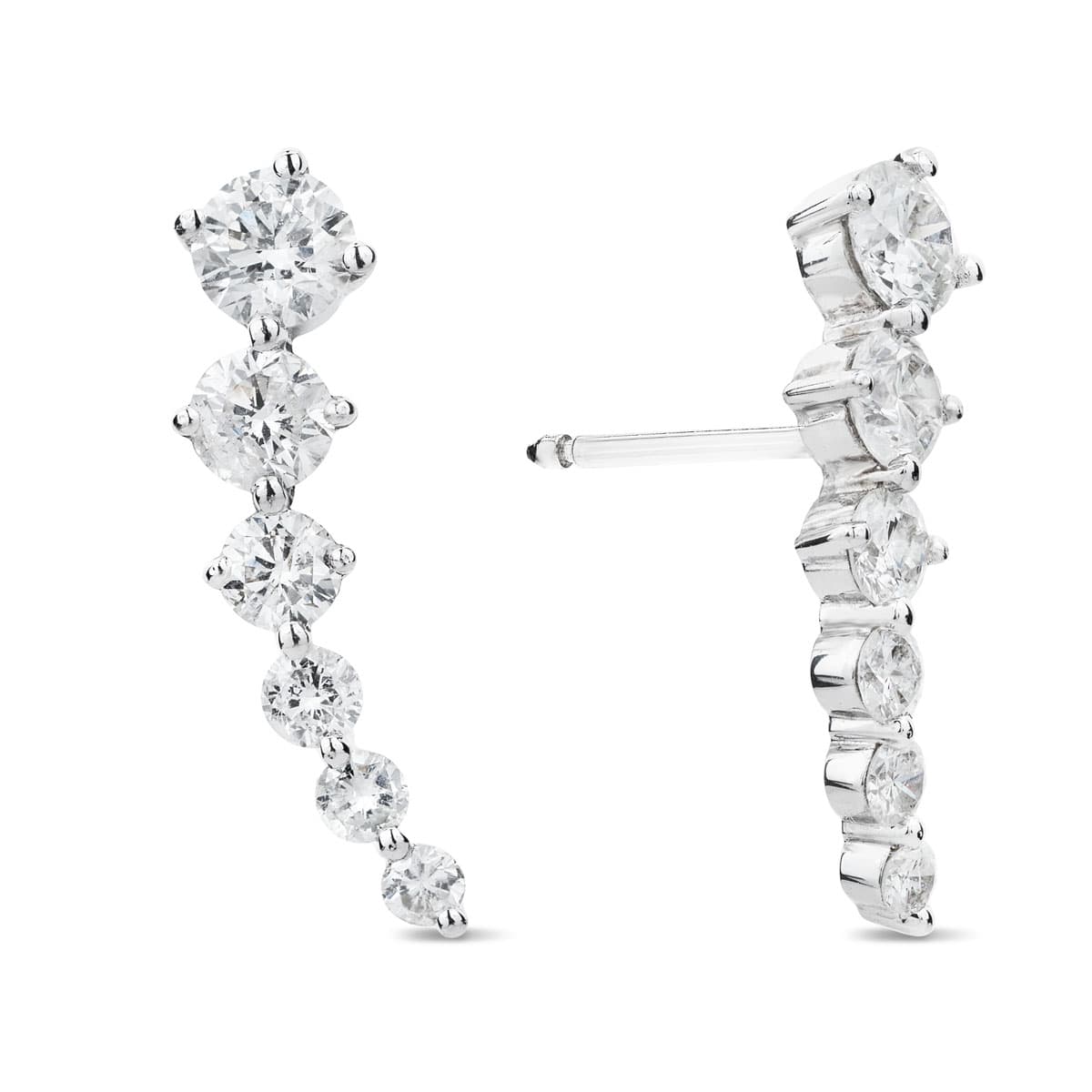 18ct white gold ear climber earrings set with 12 round brilliant cut diamonds G VS quality with total weight of 0.85ct