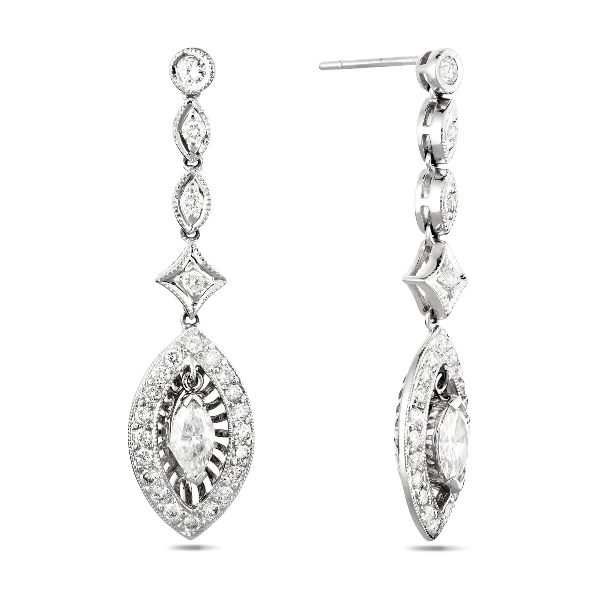Marquise Cut Diamond Drop Earrings