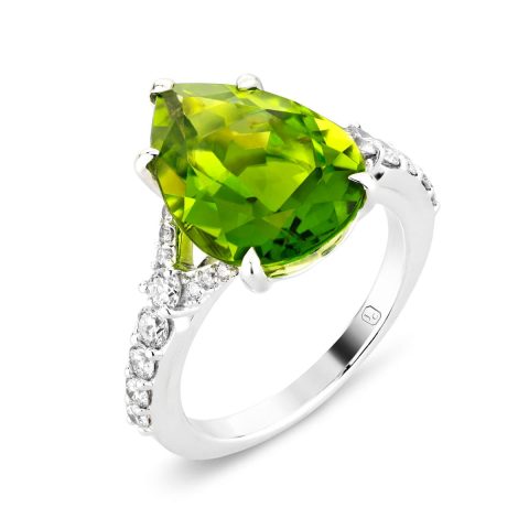 Natural Peridot & Diamond Ring by Jewel Connoisseur