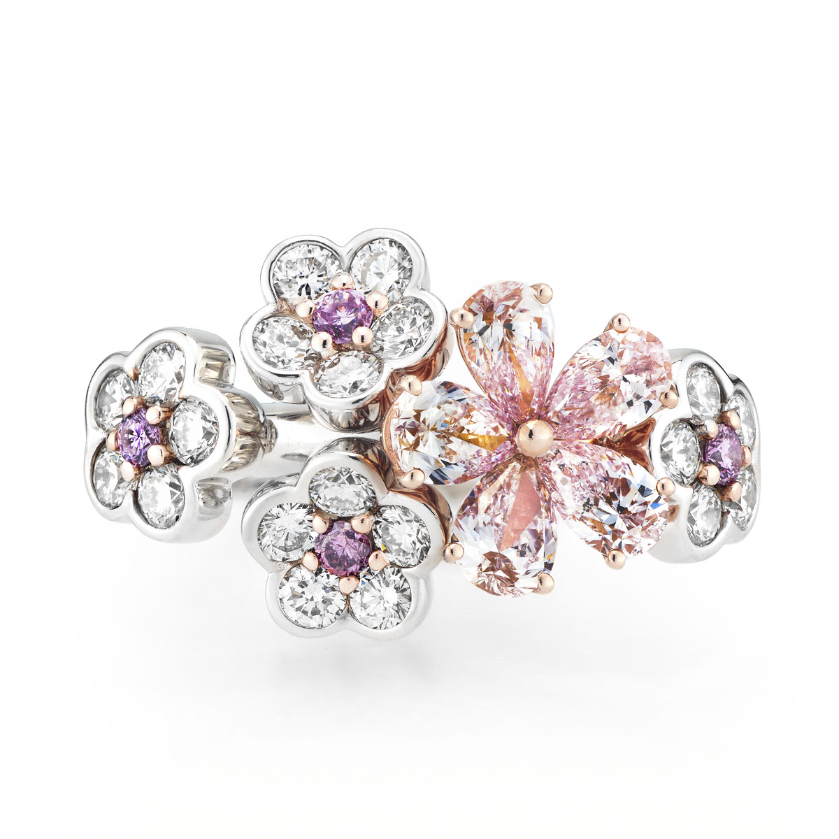 Unique Loves Me Lots Pink & White Diamond Ring by Jewel Connoisseur