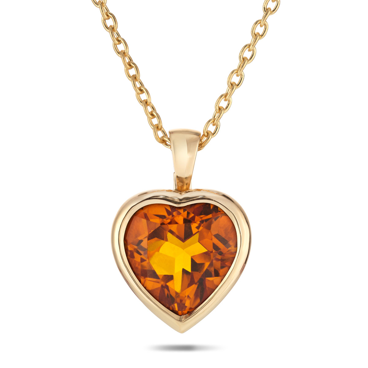 Golden Citrine Love Heart Gold necklace 18k yellow gold