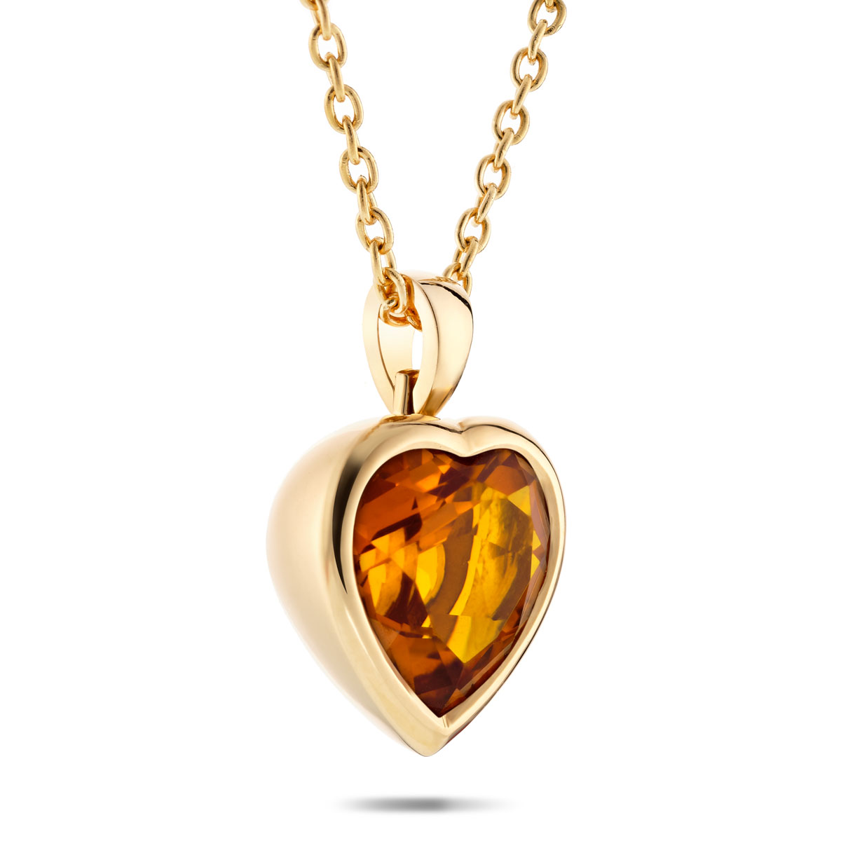 Heart shaped Golden Citring Love Heart pendant necklace