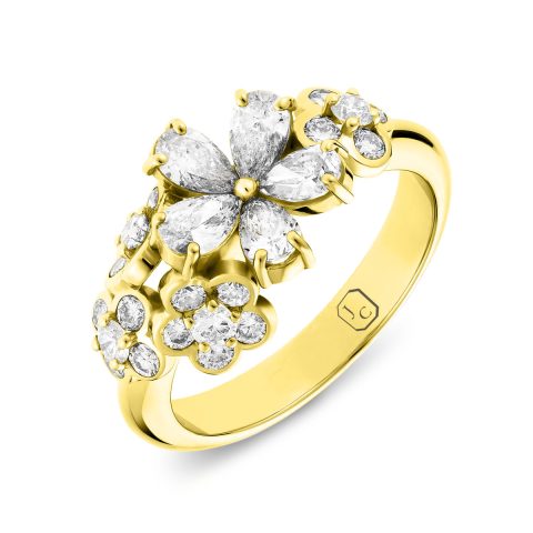 Loves Me Lots Diamond 18k Yellow Gold Daisy Flower Ring